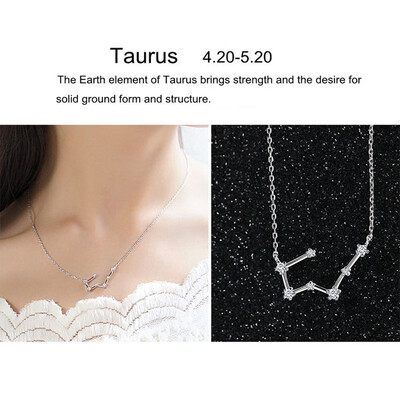 

Shiny Rhinestone Women Horoscope Astrology Constellation Sign Guardian Necklace