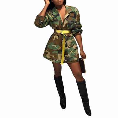 

Women Fashion Camouflage Print Club Party Casual Cool Long Coat Jacket Out Wear