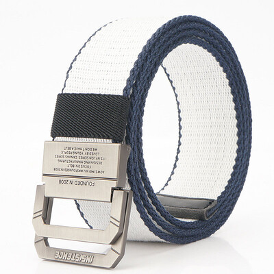 

New canvas belt fashion patchwork color canvas Men&Women belt Alloy double ring buckle casual cowboy pants Men belt
