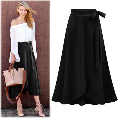 

Roseonmyhand Fashion High Waist Skirt Female Irregular Split Bandage Skirt Long Skirt