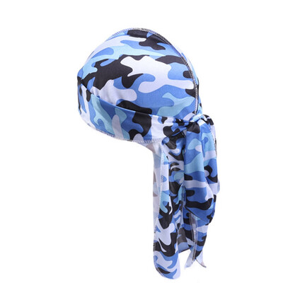 

6 Colors Long Tail Satin Print Turban Hijab Cap Camouflage Breathable Hat