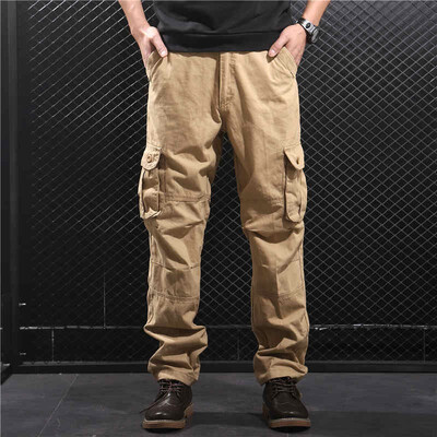 

SQSI mens summer trousers loose casual pants loose tight waist multi-pocket pants thin section 4884