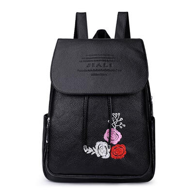 

Litchi Pattern Travel Backpacks Women School Bags PU Leather Large Knapsack