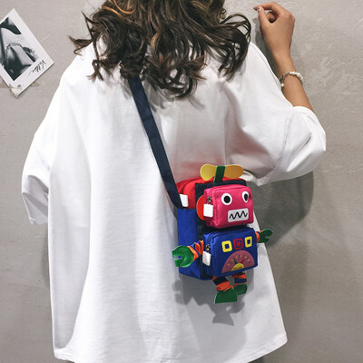 

Cartoon small bag female 2019 new cute doll shoulder Messenger bag tide Korean version of the foreign funny robot bag