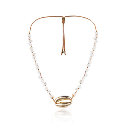 

Fashion White Natural Cowrie Big Shell Choker Necklace for Women Pendant Stone bead Necklace Statement Collier Gold Jewelry