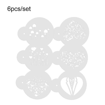 

6pcsset Cake Cookie Stencil Mold Heart Flower Words Fondant Set for Wedding Cake Side Decoration Mould Baking Pastry Spray Tool