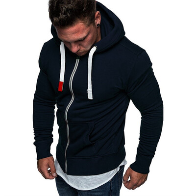 

Toponeto Mens Pure Color Zipper Pullover Long Sleeve Hooded Sweatshirt Tops Blouse
