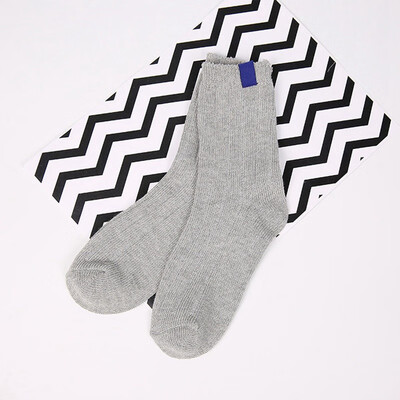 

1Pair Thick Warm Women Socks Solid Color Striped Autumn Winter Cotton Tube Socks