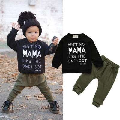 

Newborn Toddler Baby Boys Kids Long Sleeve Letter T-shirt TopsPants Outfits Set Clothes