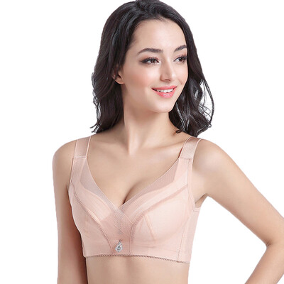 

Toponeto New Women Large Underwear Bra Ultra-thin Spongeless Ring-free Gather Bra