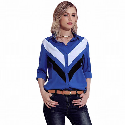 

Shirt Womens Long Sleeve Womens Suit Collar Striped Top