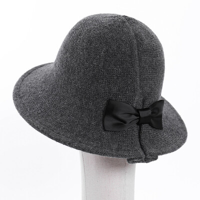 

Korean version of pure wool knitted fishermans hat with large brim foldable wool cap