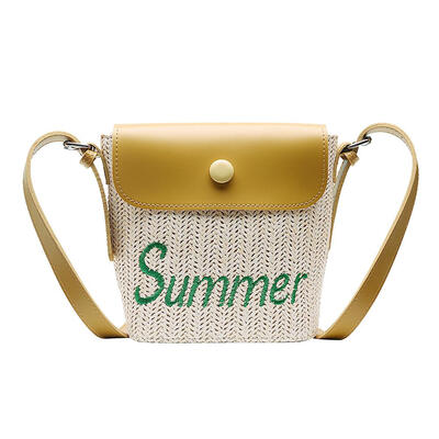 

Letter Embroidery Woven Shoulder Packs Leather Women Small Crossbody Bags