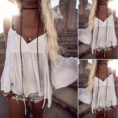 

Fashion Women&39s Off Shoulder Tops Long Sleeve Shirt Casual Blouse Loose T-shirt