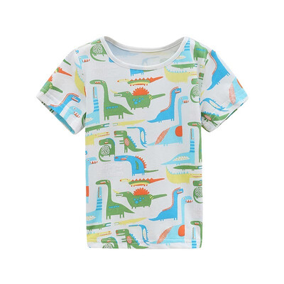 

DOU DOU YI CHU Kids Cartoon Dinosaur Print T-Shirt Trend Round Neck Top Summer 9173