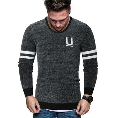 

Gobestart Men New Autumn Winter Splicing Casual Long Sleeve Knitting Sweaters Tops Blouse