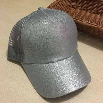 

Women Ponytail Baseball Cap Sequins Shiny Messy Bun Hat Sun Caps Summer
