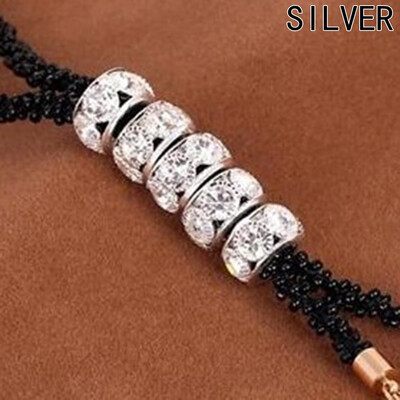 

1 Pc Rhinestone Charm Pendant Long Black Chain Jewelry Gift Womens Dress Sweater Necklace