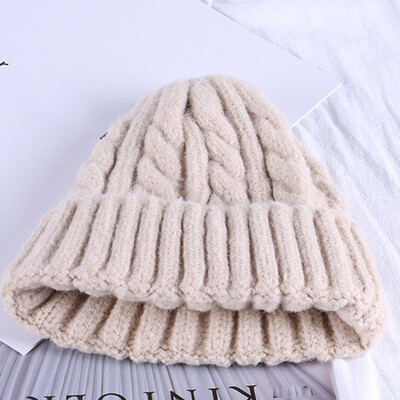 

Tailored Womens Winter Warm Candy Colors Knitted Sleeve Hat Plus Velvet Wooly Cap Soft
