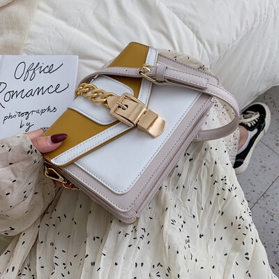 

Advanced sense of the sense of texture color handbag handbag new 2019 one-shoulder slung fashion chain small square bag