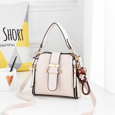 

Temperament small square bag basic color pumping bucket bag simple casual wild Korean fashion bag female