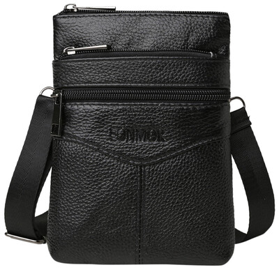 

Tailored Men First Layer Leather Pockets Shoulder Bag Messenger Bag Mobile Phone Bag