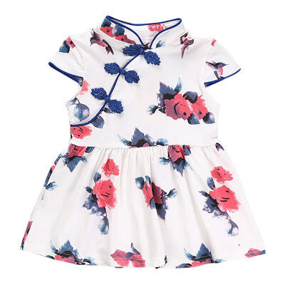 

Baby girls dress Chinese style cheongsam dress ink painting flowerborn baby girl dresses