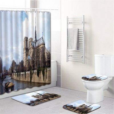 

〖Follure〗Waterproof Bathroom Shower Curtain Set Non-Slip Rug Toilet Lid Cover Bath Mat