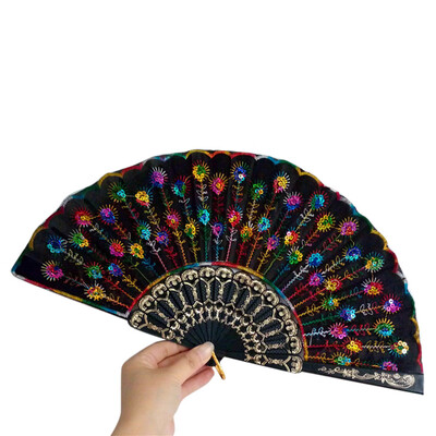 

Siaonvr Spanish Lace Silk Folding Hand Held Dance Fan Flower Pattern for Party Wedding