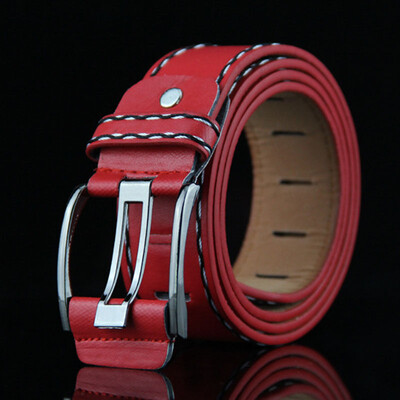 

Hot selling Men belt fashion Sewing thread decoration high quality Imitation leather Alloy pin buckle belt Retro casual belt Men
