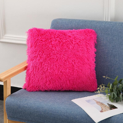 

Fluffy Plush Pillow Cover Square Decorative Throw Pillow Cover Soft Cushion Cover Pillowcases Without Core for Livingroom Couch So