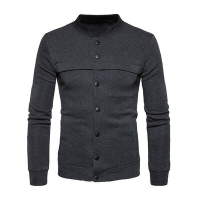 

Mens Winter Casual Warm Sweatshirt Coat Jacket Buttons Front Outwear Sweater