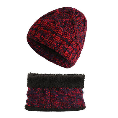 

2pcsset Cute Kids Girls Winter Warm Fleece Kintted Beanie Hats Scarf Gift