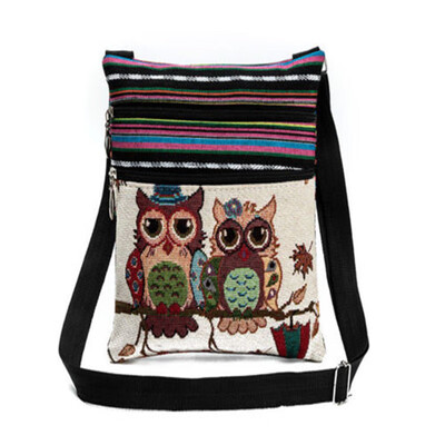 

2018 New Style Fashion Retro Owl Print Diagonal Flap Package Shoulder Bags Mini Packet Zipper Messenger Bag