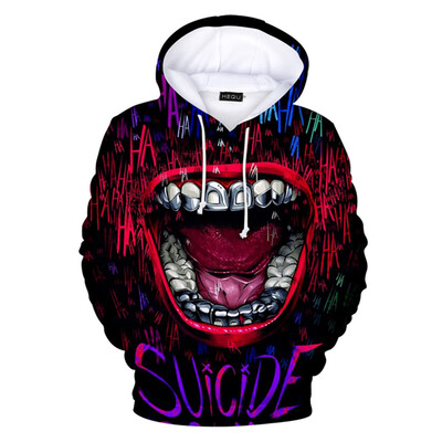 

2019 Fashion Casual Harajuku Suicide Squad Joker Unisex Hooded Sweatshirts 3D Print Men Women Hoodies