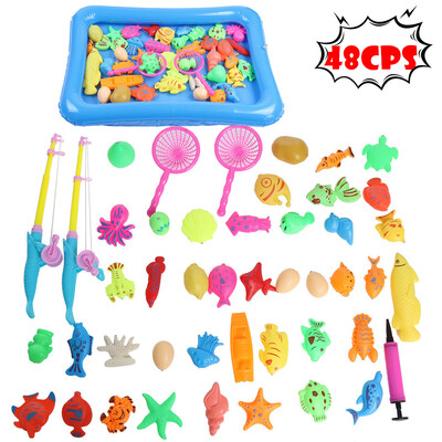 

48pcs Bath Toys For Kids Fishing Magnetic Toys Floating Fishing Game