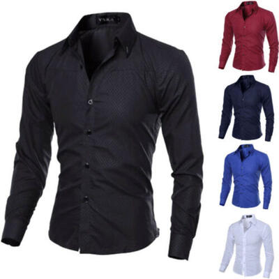 

Fashion Mens Luxury Long Sleeve Shirt Casual Slim Fit Stylish Dress Shirts Tops