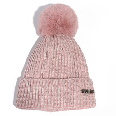 

Ladies autumn&winter new knitted hat Korean version of the stylish sweet wool hat plus velvet warm hair ball cover hat tide