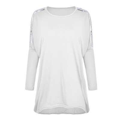 

Fashion Womens Casual Shirt Sequins Long Sleeve Round Neck Loose Tops Blouse
