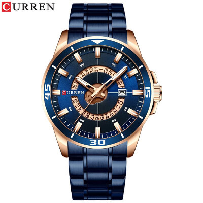 

Curren Men Watches Waterproof Analog Quartz Watch Business Stainless Steel Band Calendar Wrist Watch