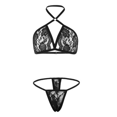 

Toponeto Women Lingerie Corset Bandage Hollow Underwire Lace Muslin Sleepwear Underwear