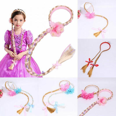 

Blonde Cosplay Weaving Braid Tangled Rapunzel Princess Headband Hair Girl Wig