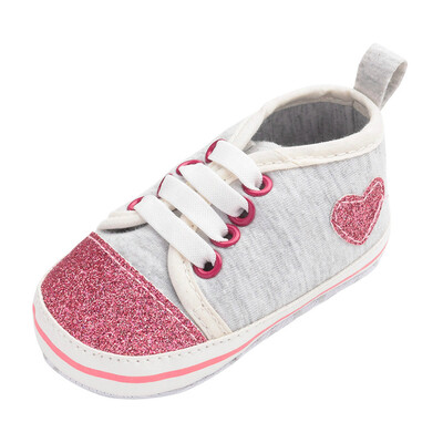 

Newborn Baby Girl Solid Bow Soft Anti-slip Heart Print First Walker Shoes