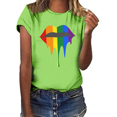 

Starmoon Women Girls Plus Size Lips Print Shirt Short Sleeve T Shirt Blouse Tops