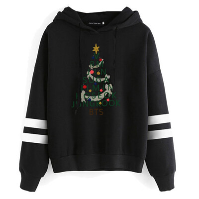 

2019 Women New Bts Bangtan Boys Band Member Pattern Christmas Tree Print Long Sleeve Casual Sweatshirts