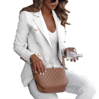 

Women Blazer Lapel Short Coats Ladies Office Suit Jacket Outwear Solid Buttons