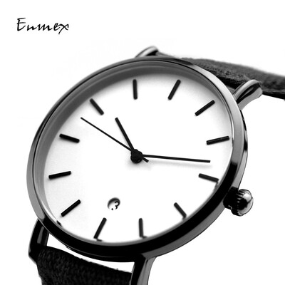

Design of simple canvas cool black watch light&thin two-needle cold tie watch when translating holiday gift Enmex