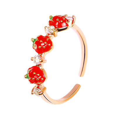 

Fashion Lovely Cute Women Or Girls Red Fruit Strawberry Open Ring