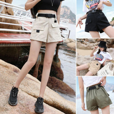 

Hot Ladies Cargo Shorts Cotton Overalls Pants Casual Multi-pockets Loose Trouser
