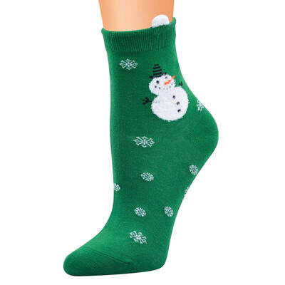 

1Pair Womens Socks Warm Christmas Cotton Socks Cosy Female Cute Snowman Socks